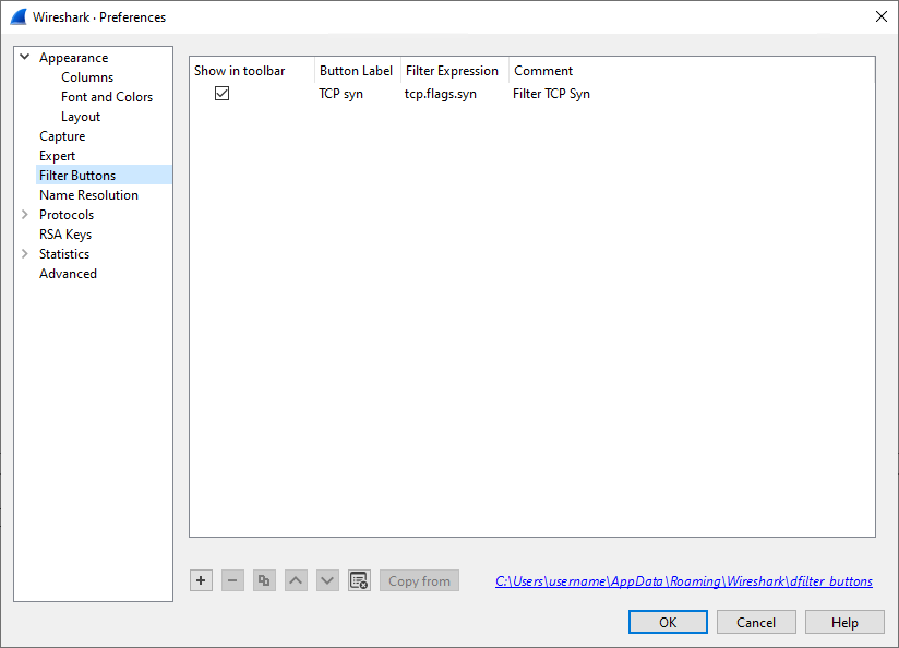 ws pref filter buttons